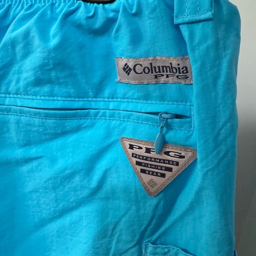 New Columbia PFG Omni shade Backcast Water Shorts Medium M Aqua Blue Men’s Swim